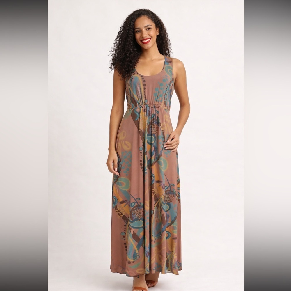 Fresh Produce Brown Maxi Dress with Keyhole Back